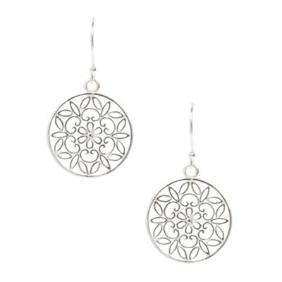 Sterling silver flower disc drop earrings